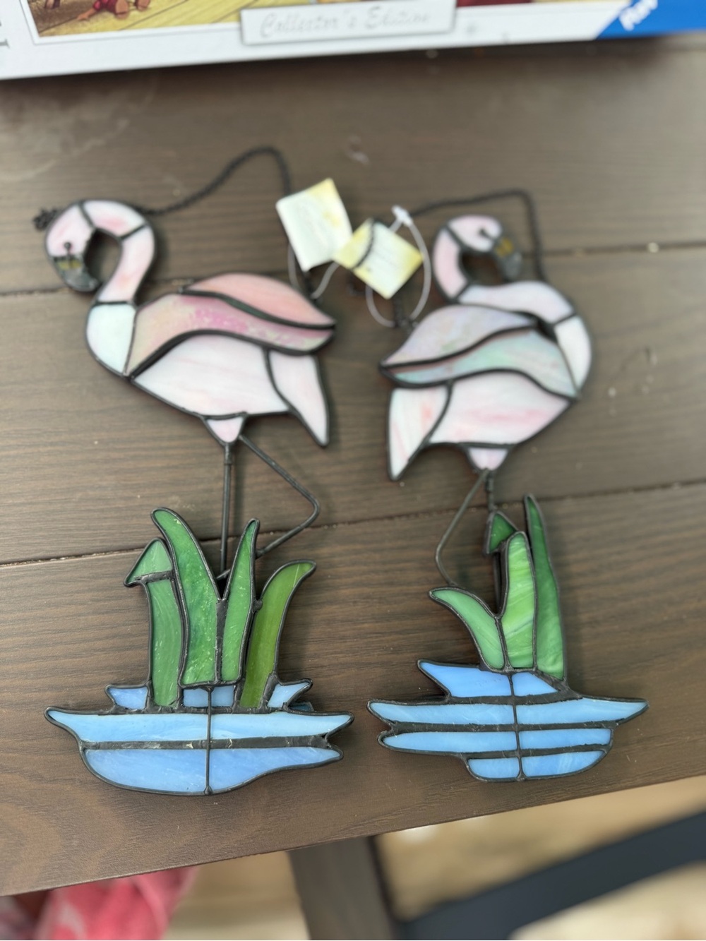 Pink Flamingo Stained Glass Wall Decor - Pair